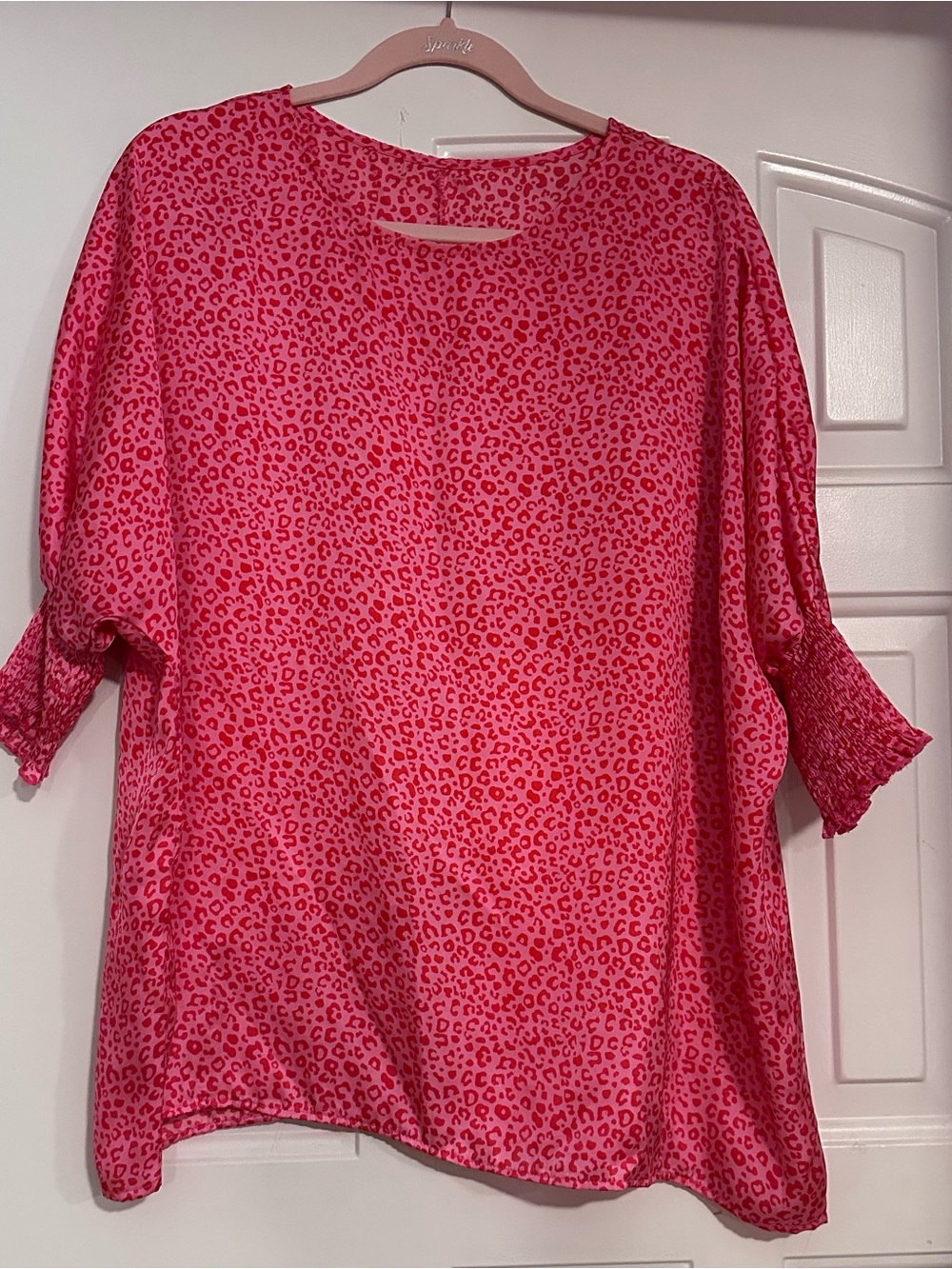 Pink Leopard Print Women's Blouse